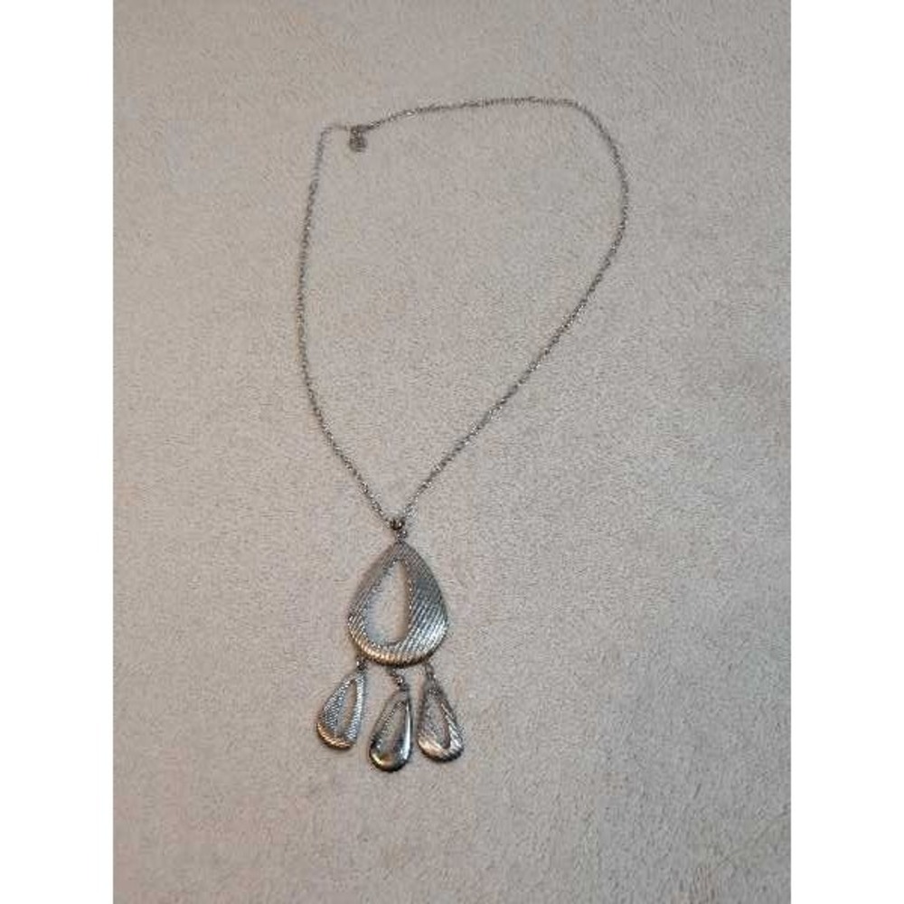Designer Style Pendant‎ Necklace Dangle Geometric Statement Silver Tone